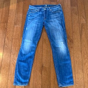 7 for All Mankind Distressed Button Fly Josefina Skinny Boyfriend Jean - 27